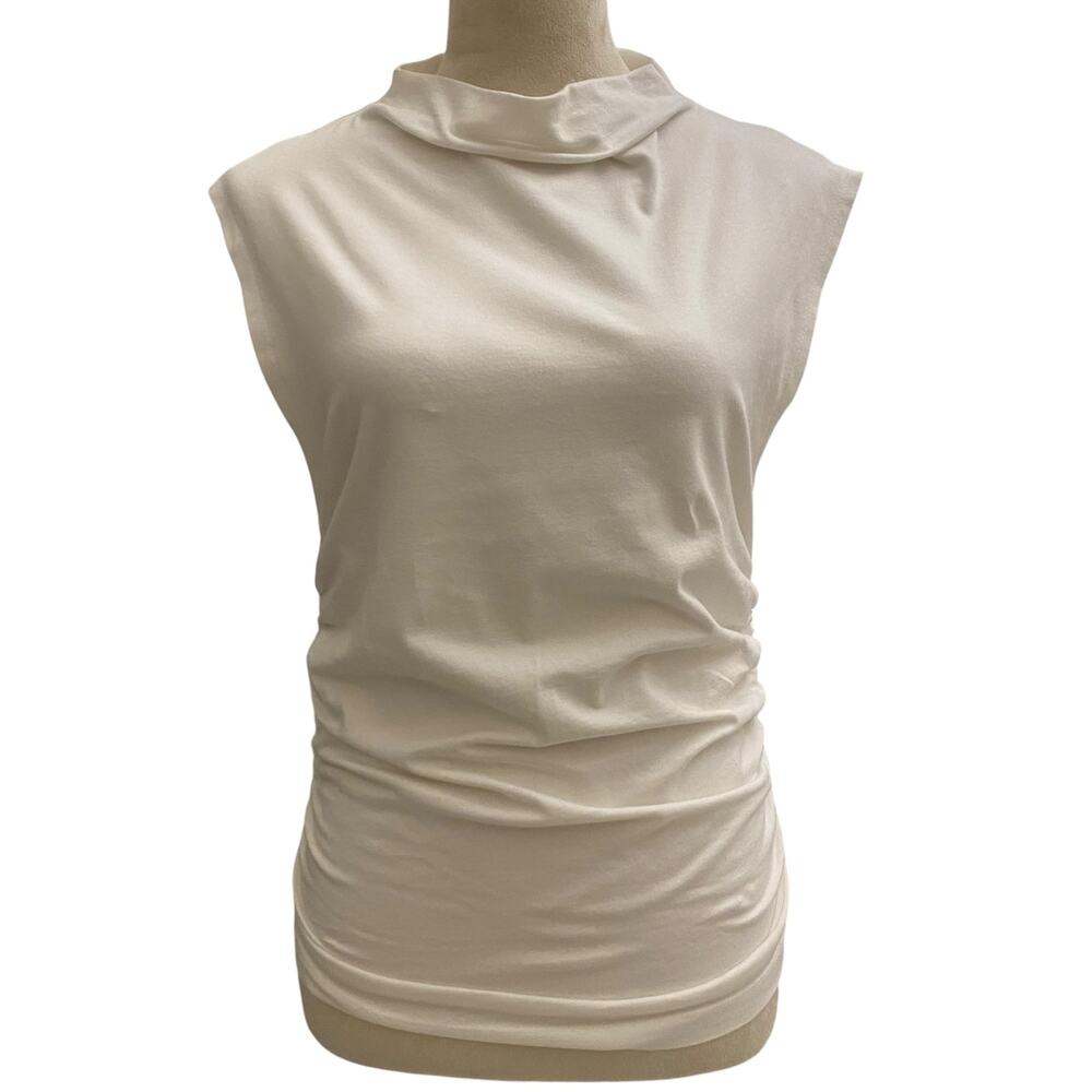 Anthorpologie MAEVE Medium Mock Neck Muscle Tank White Sleeveless Top OB1669548
